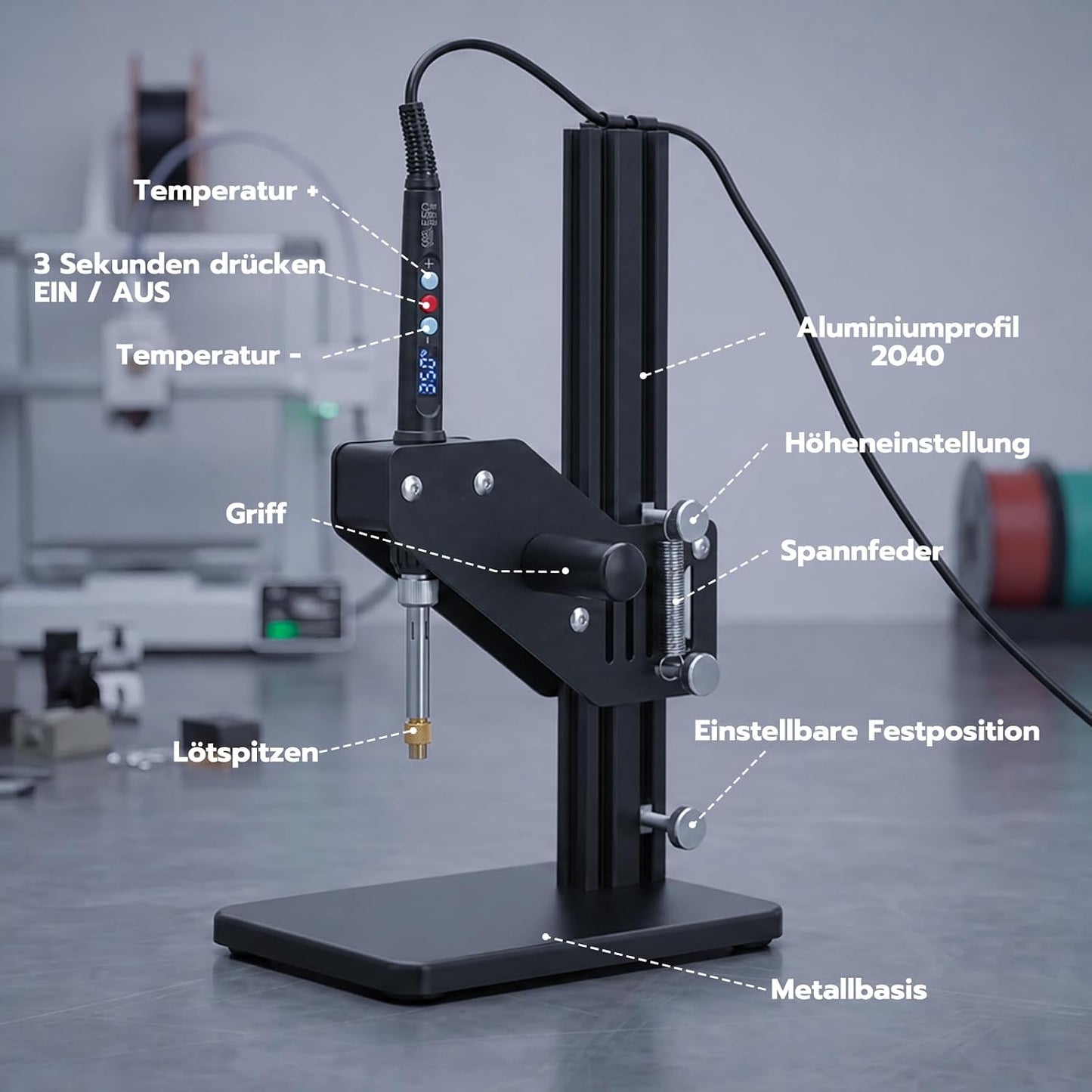 3DZWMAN 200mm Vertikale Einschmelzwerkzeug für 3D-Druck-Teile Kunststoff 60W Lötkolben