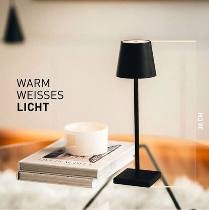 Climaqx Designer-Tischlampe – Dimmbare LED-Lampe für den Außen- und Innenbereich – USB-Restaurantlampe (Schwarz) [Energieklasse A++]