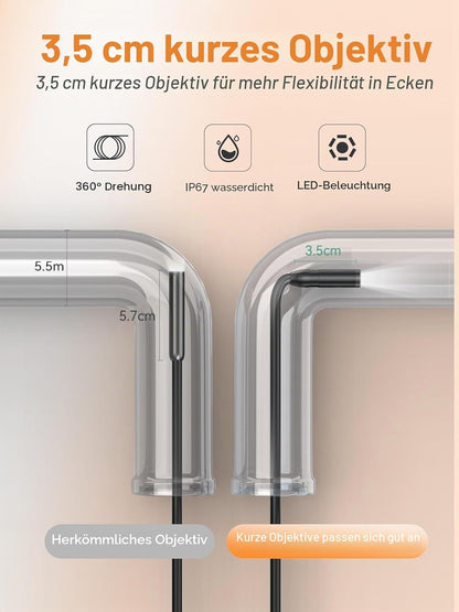 Industrielle Endoskop-Inspektionskamera, 2,4 Zoll IPS-Periskop Kamera für Abwasserkanal, 5 m,