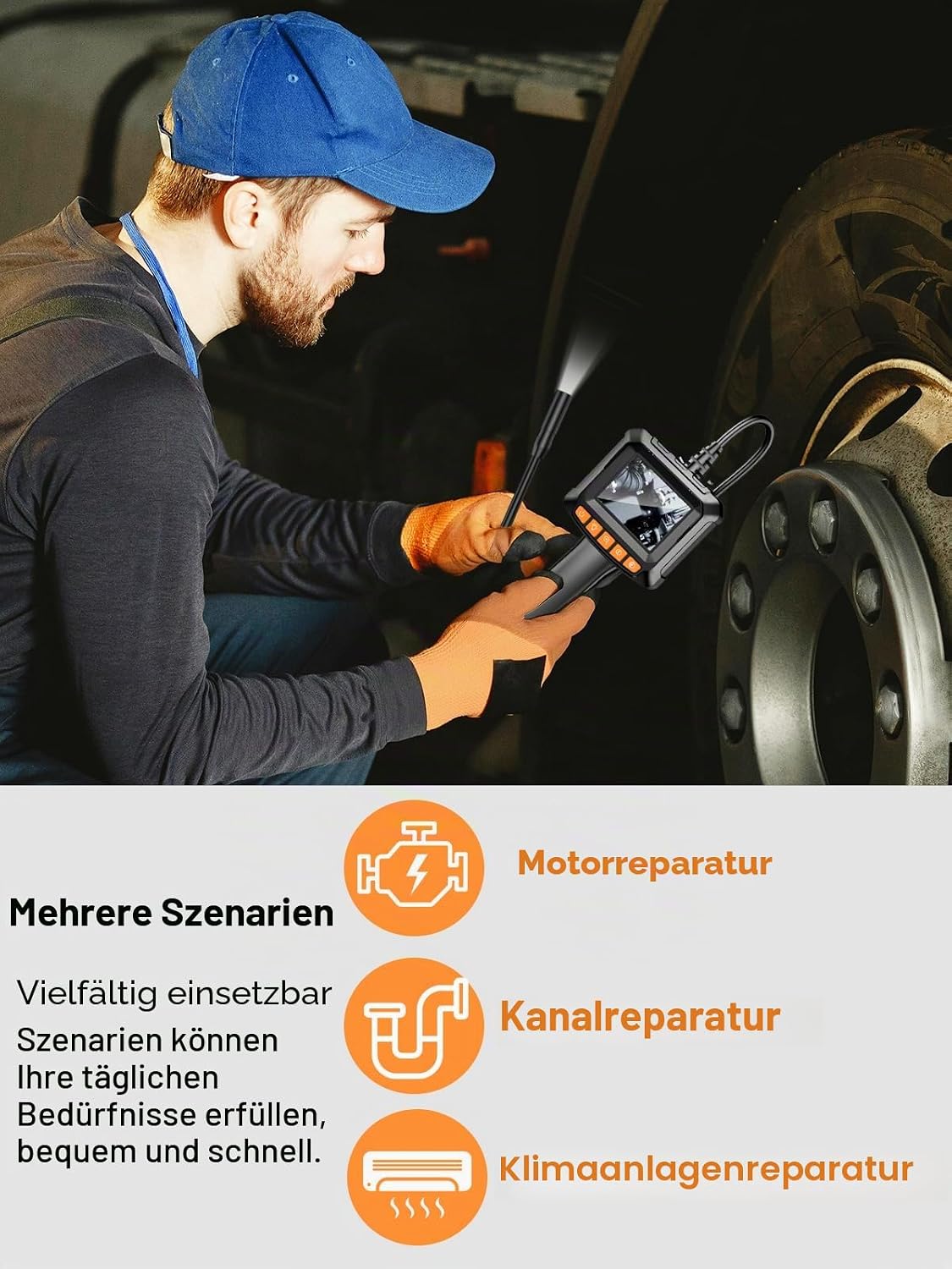 Industrielle Endoskop-Inspektionskamera, 2,4 Zoll IPS-Periskop Kamera für Abwasserkanal, 5 m,