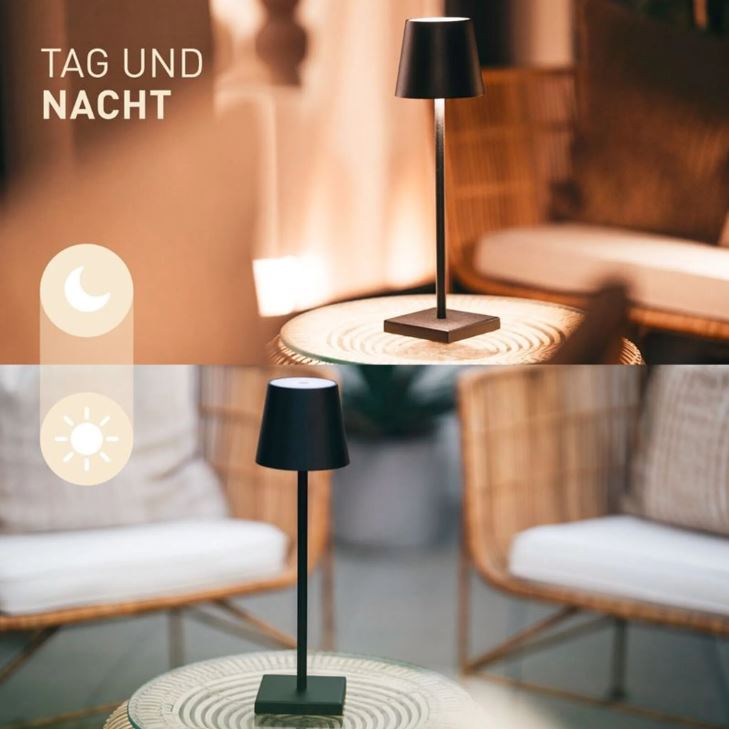 Climaqx Designer-Tischlampe – Dimmbare LED-Lampe für den Außen- und Innenbereich – USB-Restaurantlampe (Schwarz) [Energieklasse A++]