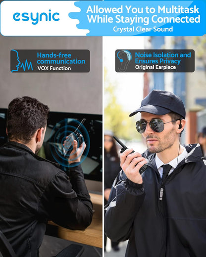 eSynic Walkie-Talkies (4 stück) für Erwachsene, kabellos, VOX, 2-Wege-Radio