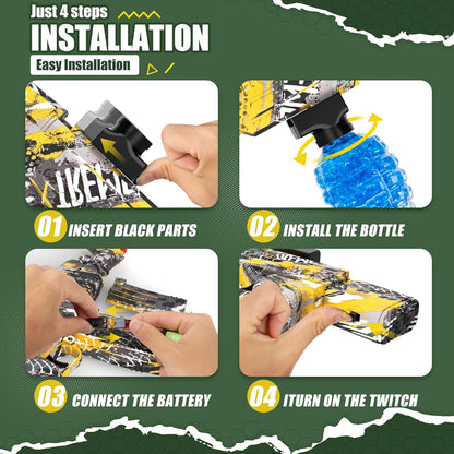 Elite Elektrischer mit Gelkugelblaster AEG AKM-47 für Outdoor-Aktivitäten, Kampf, Schießen, Teamspiel (Gelb)