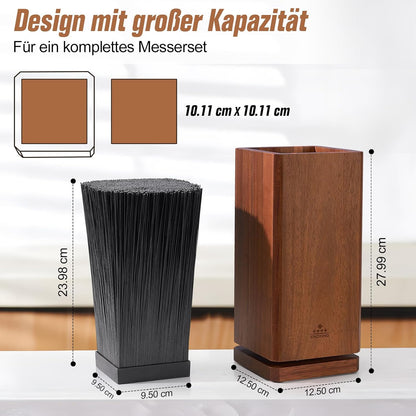 ENOKING Messerblock Magnetisch ohne Messer, 360°drehbar Magnetischer mit Borsteneinsatz