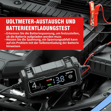 EAFCar Autobatterie Ladegerät, 4A 12V Smart vollautomatische KFZ Batterieladegerät mit LCD-Bildschirm