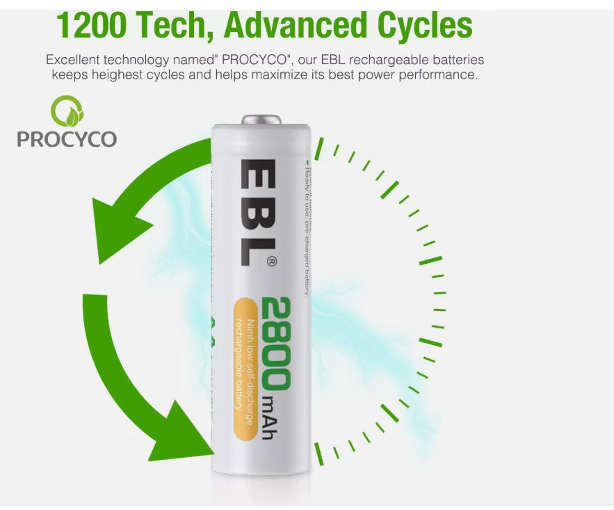 8 X EBL AA Wiederaufladbare Batterien 2800mAh, 8 Stück