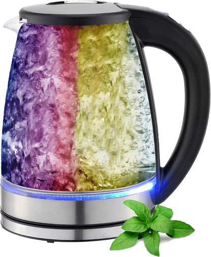 Ecosa Glas Wasserkocher mit Temperatureinstellung | 40°C - 100°C | 1,8 L | 2200 watts | Écran LCD | Éclairage LED | Acier inoxydable de haute qualité 