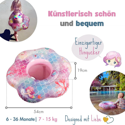 EDWEKIN® Premium Baby Schwimmring, Schwimmhilfe Meerjungfrau, Schwimmsitz Kleinkinder, Baby Float, Schwimmreifen für Kinder ab 6 Monate bis 3 Jahre