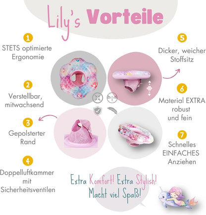 EDWEKIN® Premium Baby Schwimmring, Schwimmhilfe Meerjungfrau, Schwimmsitz Kleinkinder, Baby Float, Schwimmreifen für Kinder ab 6 Monate bis 3 Jahre