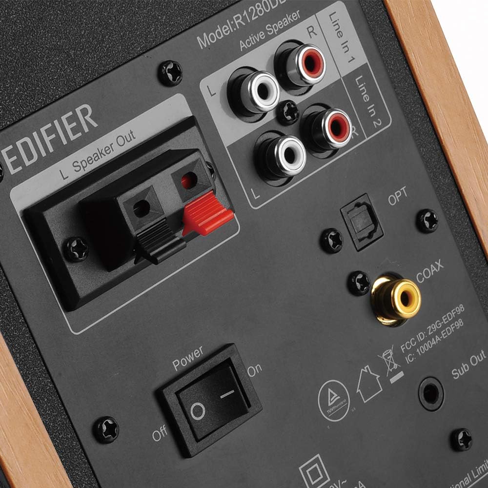 Edifier R1280DBs Haut-parleur Bluetooth actif - Haut-parleur actif optimal - Haut-parleur de moniteur à câble 2.0 - 42 W RMS avec caisson de basses Haut-parleurs Hi-Fi pour bibliothèque - Noir