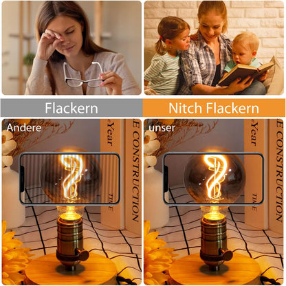 Edison Vintage Glühbirne E27 3W G80 Dimmbar Rauchgrau - 3 Pièces