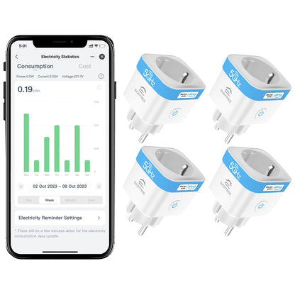 EIGHTREE WLAN Smart Home WiFi Steckdose 2.4GHz&5GHz Alexa/Google APP Fernsteuerung, 16A (4er Pack)