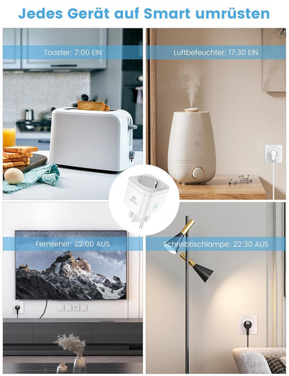 EIGHTREE WLAN Smart Home WiFi Steckdose 2.4GHz&5GHz Alexa/Google APP Fernsteuerung, 16A (4er Pack)