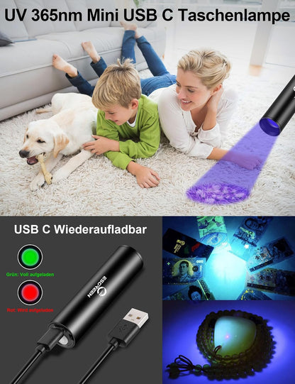 Esgreen LED Taschenlampe Extrem Hell 1000000 Lumens mit Mini UV 365nm Licht