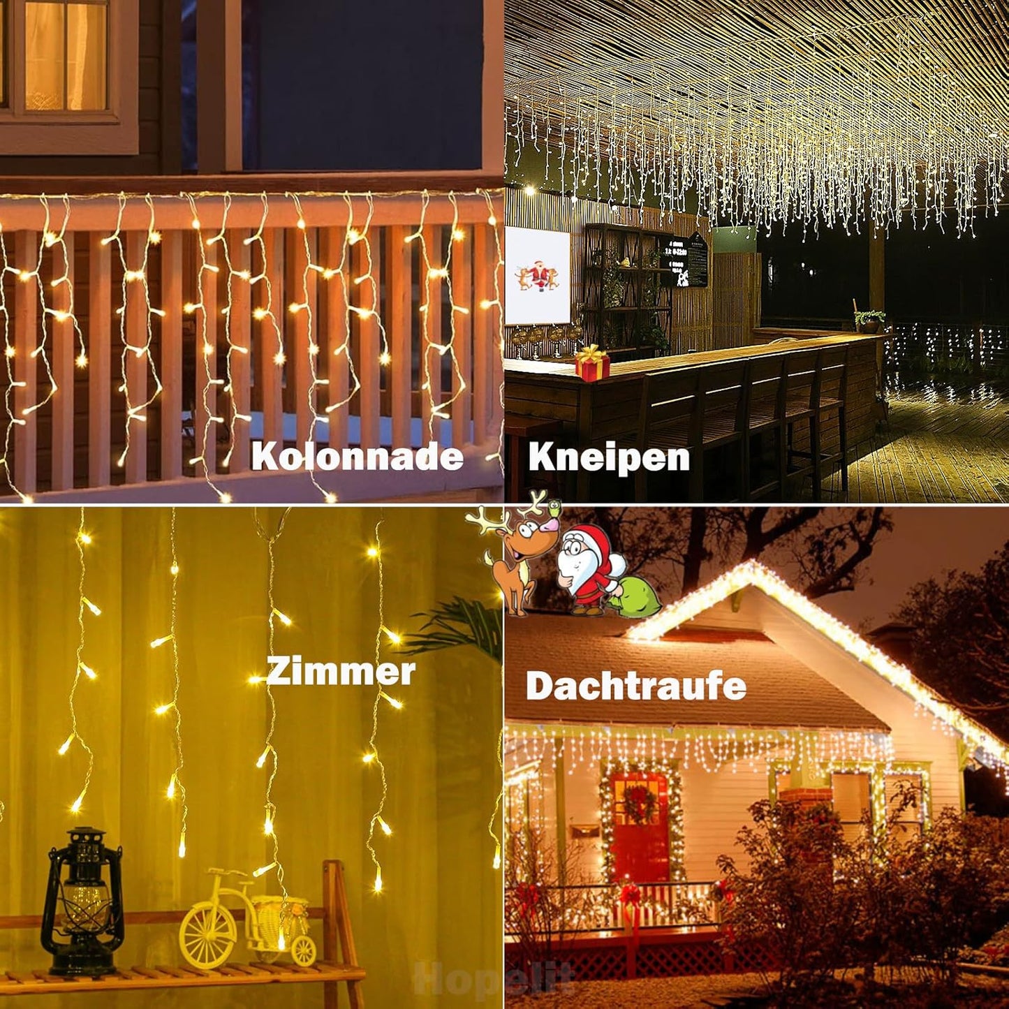 Eisregen Lichterkette für Außenbeleuchtung, 10m 400 LED Lichterkette mit Timer, IP44 wasserdicht, 8 Modi, für drinnen und draußen für Weihnachten, Schlafzimmer, Party, Fest, Balkon, Garten (Warmweiß) [Energieklasse F]