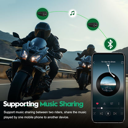 EJEAS Q8 Mesh Motorrad Bluetooth Headset, 800m Reichweite Headset,Starke Anti-Interferenz-Fähigkeit