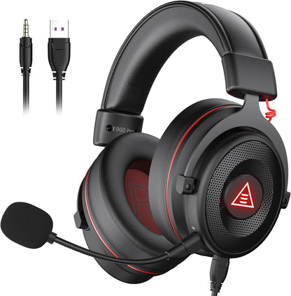EKSA E900 Pro Gaming Headset, 7.1 Surround Sound, USB & 3,5 mm Audiobuchse,Schwarz