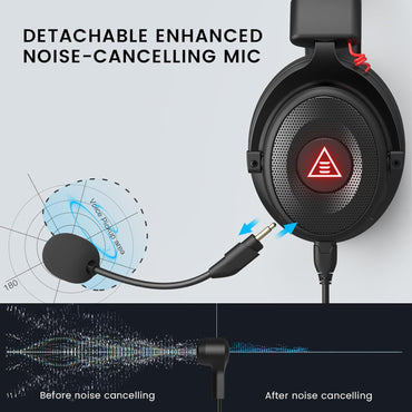 EKSA E900 Pro Gaming Headset, 7.1 Surround Sound, USB & 3,5 mm Audiobuchse,Schwarz