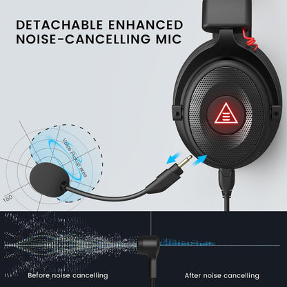 EKSA E900 Pro Gaming Headset, 7.1 Surround Sound, USB & 3,5 mm Audiobuchse,Schwarz