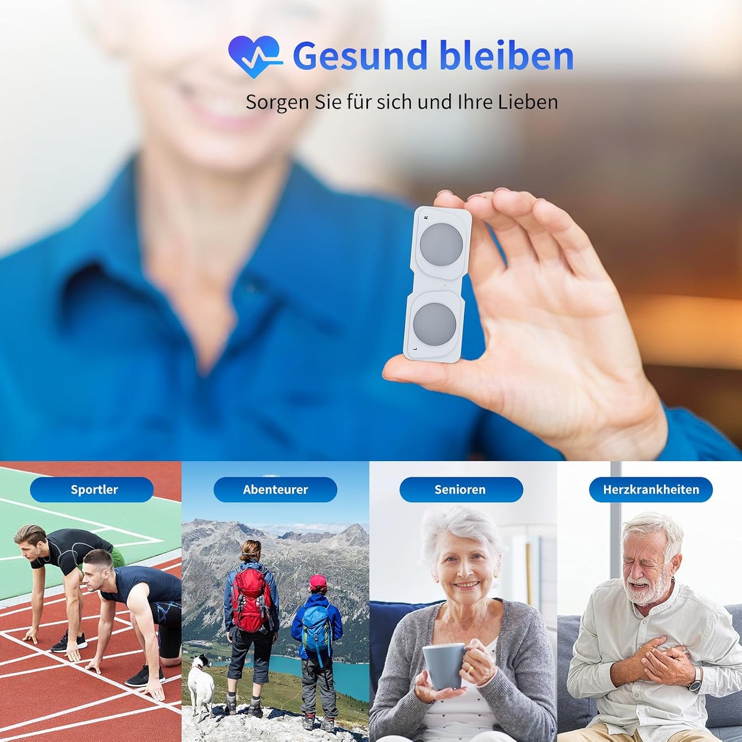 Mobiles EKG-Gerät,erkennt Vorhofflimmern,Herzfrequenzmesser, App für iOS/Android
