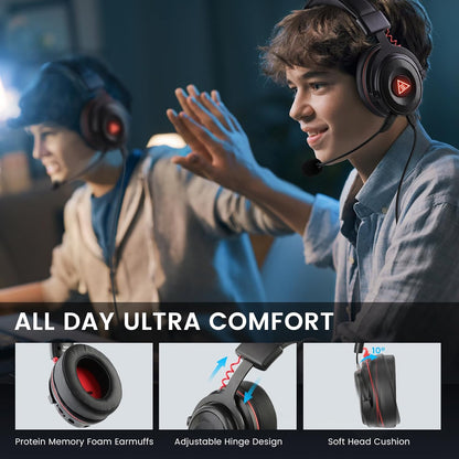 EKSA E900 Pro Gaming Headset, 7.1 Surround Sound, USB & 3,5 mm Audiobuchse,Schwarz