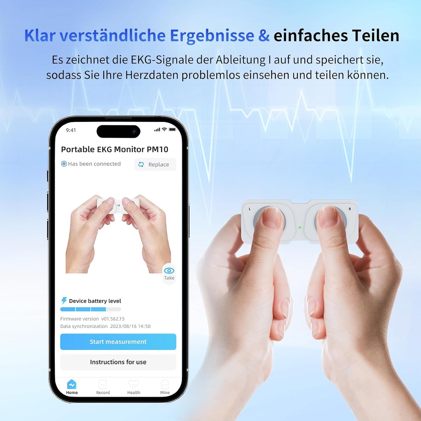 Mobiles EKG-Gerät,erkennt Vorhofflimmern,Herzfrequenzmesser, App für iOS/Android
