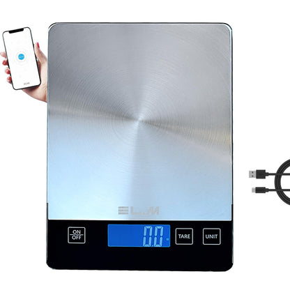 EL.M Küchenwaage, digital 15KG mit App und großem LCD-Display,Digitalwaage