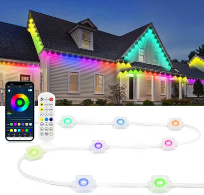 ELOUYCKE Permanente Außenbeleuchtung 15M, Smart RGBIC Außenleuchten 30 LED, IP67 Wasserdicht