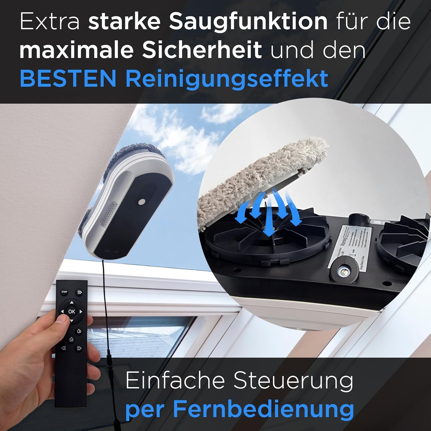 ORME. Robot nettoyeur de vitres intelligent 5600Pa avec jet de lavage intelligent, stockage et support d'application