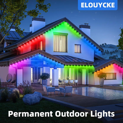 ELOUYCKE Permanente Außenbeleuchtung 15M, Smart RGBIC Außenleuchten 30 LED, IP67 Wasserdicht