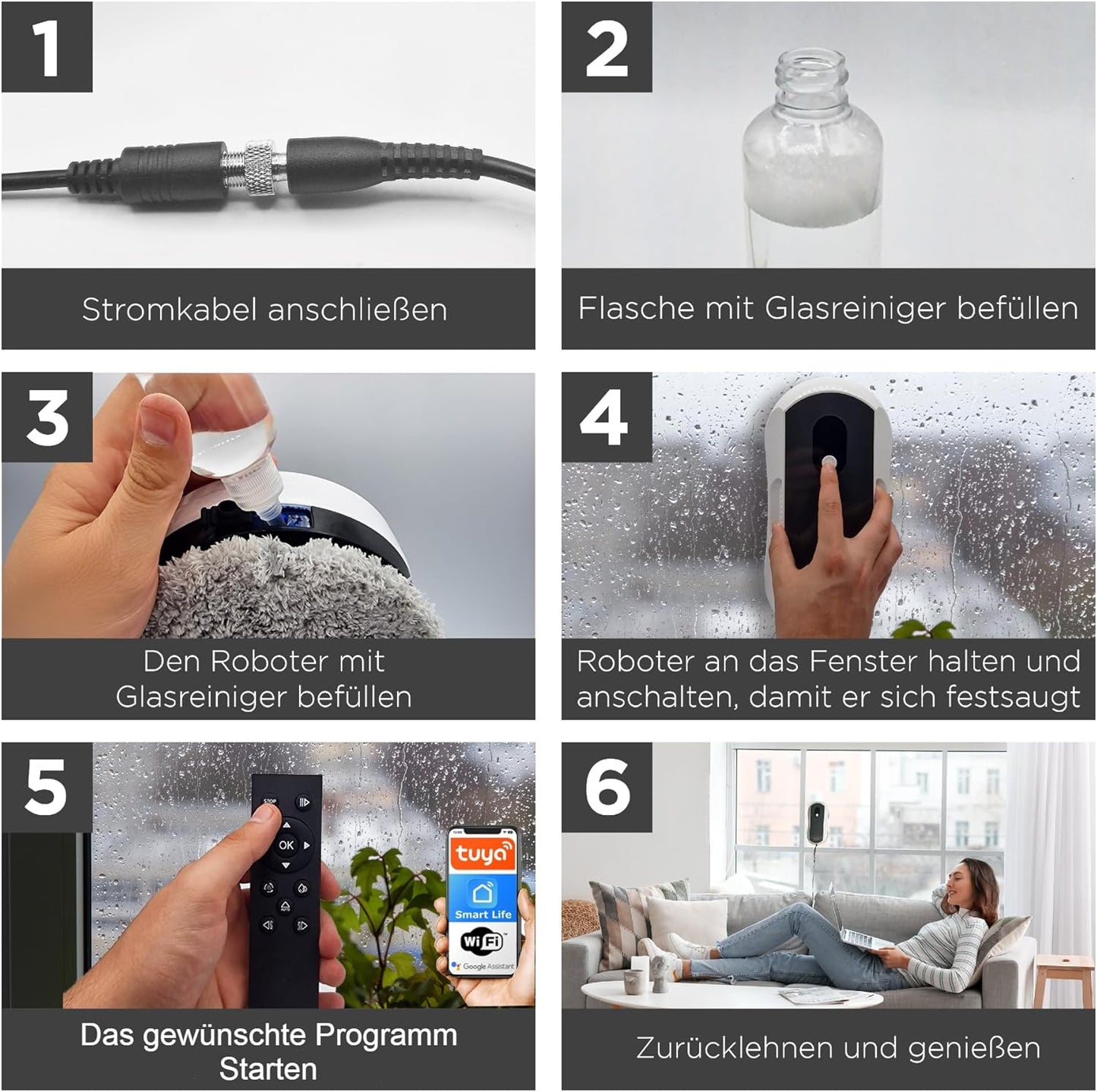 ORME. Robot nettoyeur de vitres intelligent 5600Pa avec jet de lavage intelligent, stockage et support d'application