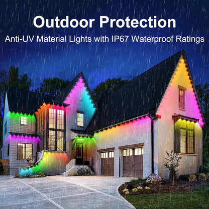 ELOUYCKE Permanente Außenbeleuchtung 15M, Smart RGBIC Außenleuchten 30 LED, IP67 Wasserdicht