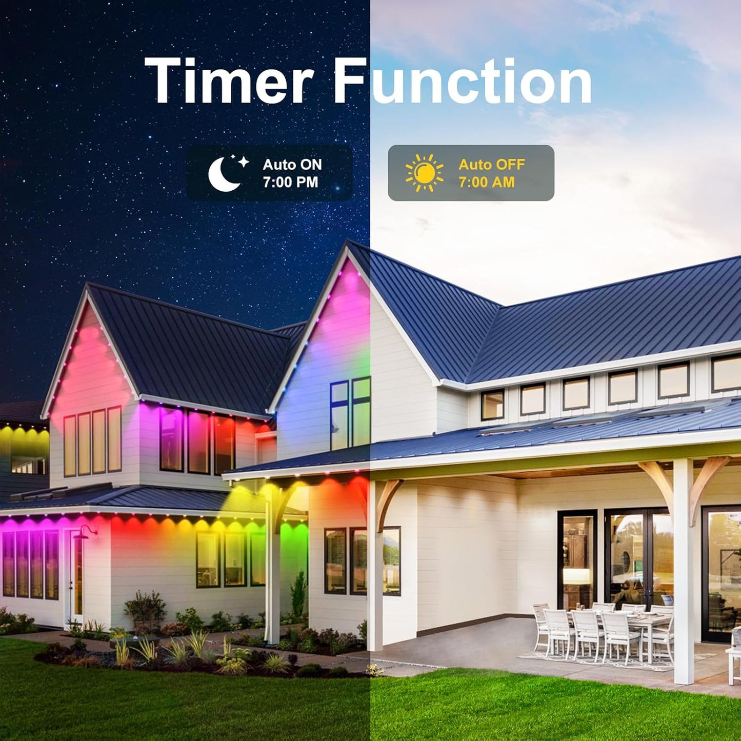 ELOUYCKE Permanente Außenbeleuchtung 15M, Smart RGBIC Außenleuchten 30 LED, IP67 Wasserdicht