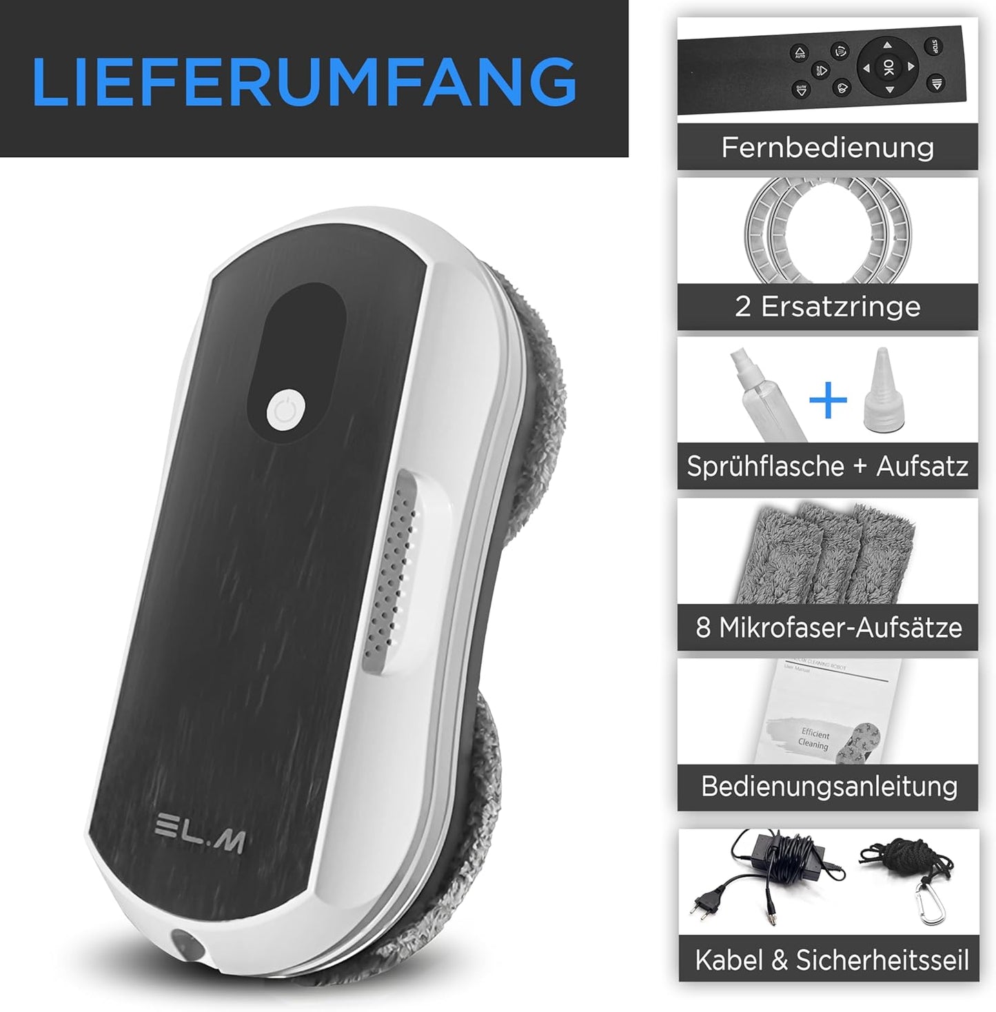 ORME. Robot nettoyeur de vitres intelligent 5600Pa avec jet de lavage intelligent, stockage et support d'application