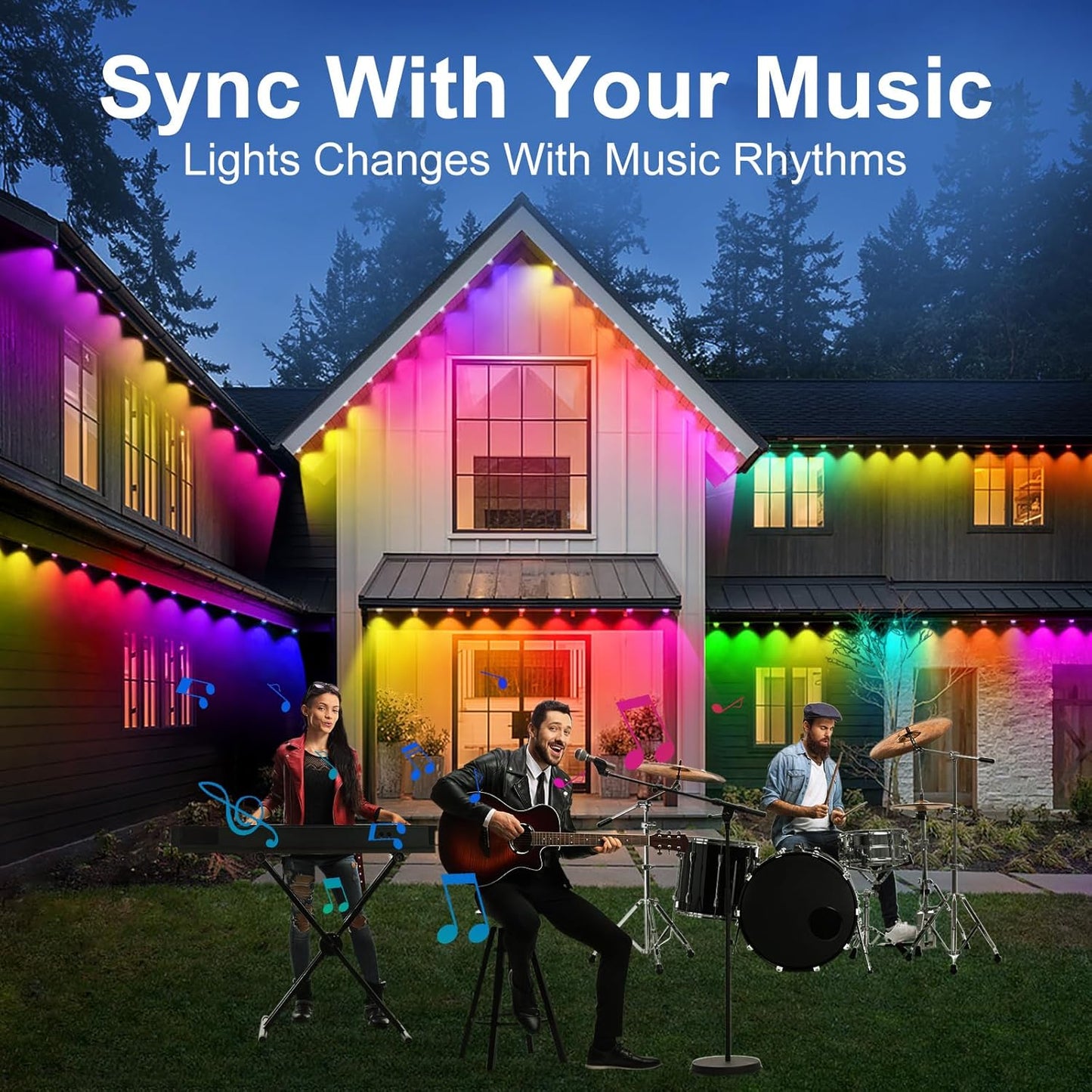 ELOUYCKE Permanente Außenbeleuchtung 15M, Smart RGBIC Außenleuchten 30 LED, IP67 Wasserdicht