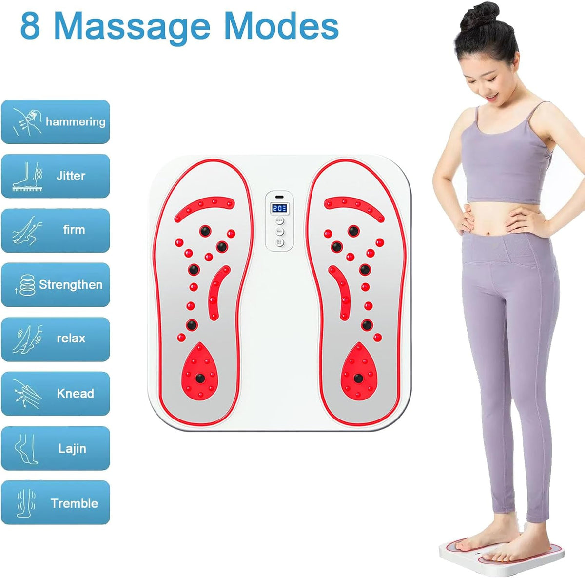 EMS Fußmassagegerät, Durchblutungsstimulator für Füße & Beine, mit 8 Modi