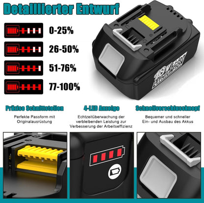 2 Stück 18V 5500mAh Ersatzakku für Makita Akku 18V BL1850...