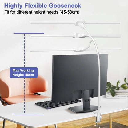 EppieBasic 24W Doppelkopf Schreibtischlampe LED Dimmbar, 80cm Groß,Klemmbar,Weiß