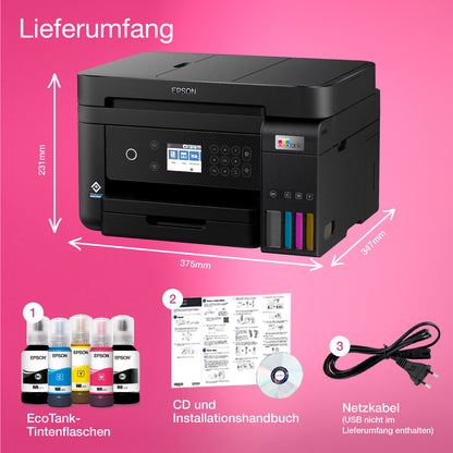 Epson EcoTank ET-3850, scanner d'imprimante multifonction 3 en 1, copieur