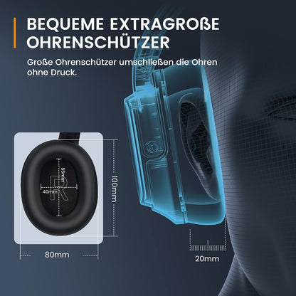EKSA H6 Bluetooth Headset mit Mikrofon & USB Dongle [55 Stdn & 10M Reichweite] Schwarz