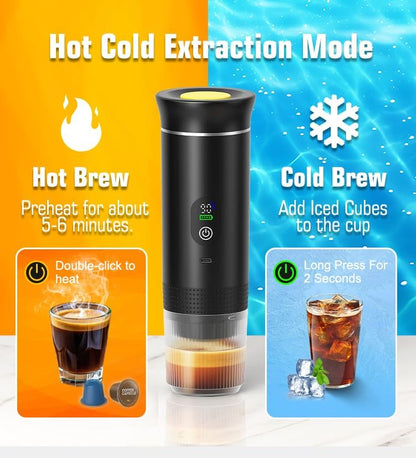 Tragbare Espressomaschine mit Schnellaufheizung, USB-C,tragbare 3-in-1,80ml