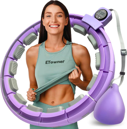 Etowner Smart Hula Hoop mit Zähler, Gewichtsreifen für Anfänger und Erwachsene,128 cm