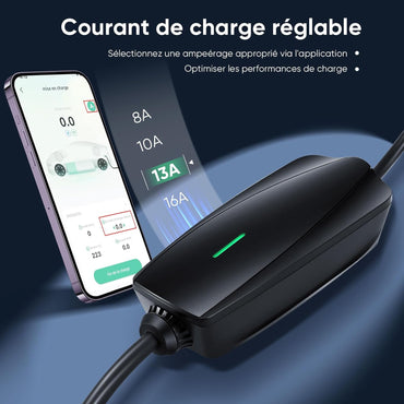 Evjuicion Ladegerät für Elektroauto, App, 6m, Schuko, 6-16AEV Ladegerät Typ 2