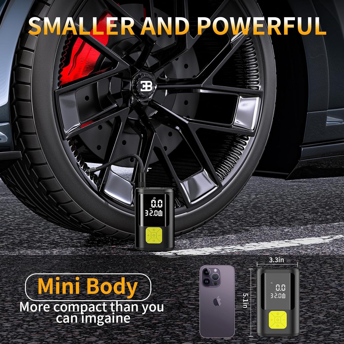 EVARYOO 150PSI Mini Elektrische Luftpumpe mit 6000mAh Akku Tragbarer Luftkompressor