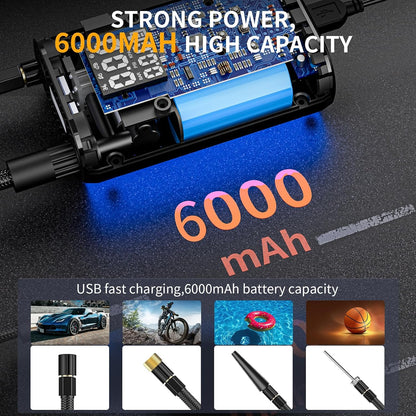 EVARYOO 150PSI Mini Elektrische Luftpumpe mit 6000mAh Akku Tragbarer Luftkompressor