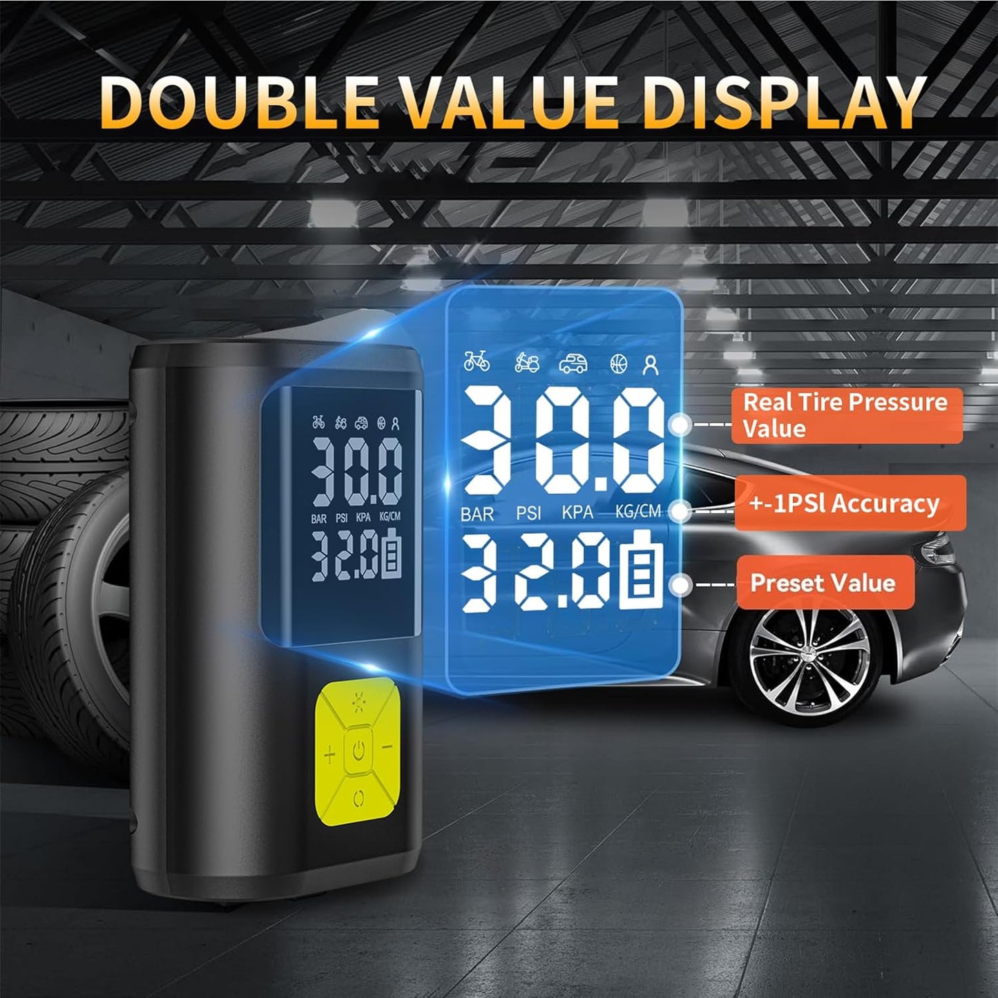 EVARYOO 150PSI Mini Elektrische Luftpumpe mit 6000mAh Akku Tragbarer Luftkompressor