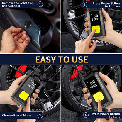 EVARYOO 150PSI Mini Elektrische Luftpumpe mit 6000mAh Akku Tragbarer Luftkompressor