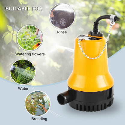 Everfarel Tauchpumpe Wasserpumpe DC 12V 60W 3600L/H pour bateau Teich avec câble de 1,3 m (Orange)