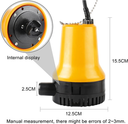 Everfarel Tauchpumpe Wasserpumpe DC 12V 60W 3600L/H pour bateau Teich avec câble de 1,3 m (Orange)