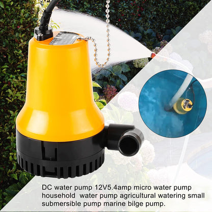 Everfarel Tauchpumpe Wasserpumpe DC 12V 60W 3600L/H pour bateau Teich avec câble de 1,3 m (Orange)